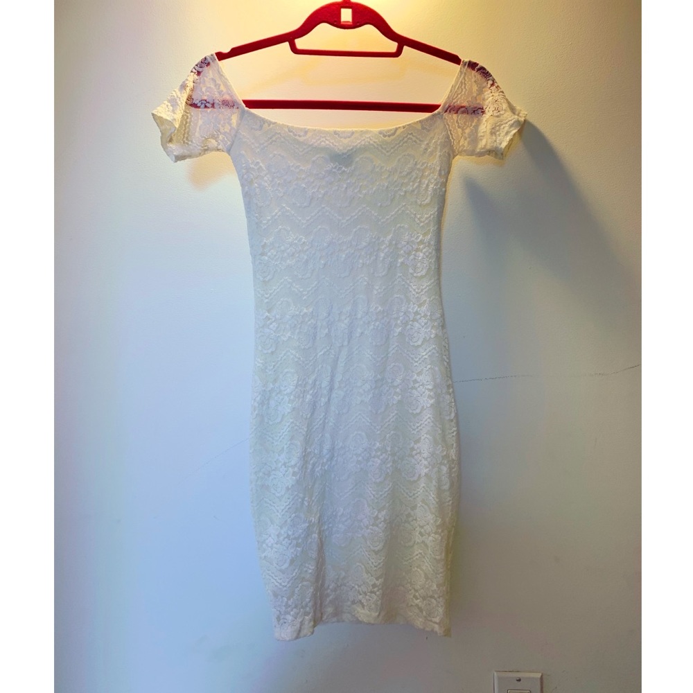 Princess Polly Off-the-Shoulder White Lace Dress